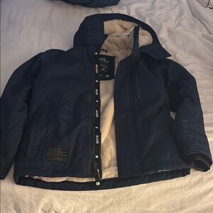 Hollister Dark Blue Hooded Coat